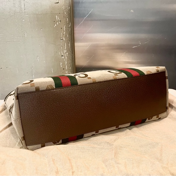 Gucci X Palace GG-P Jumbo Triferg Canvas Leather Tote Bag - Picture 6 of 16